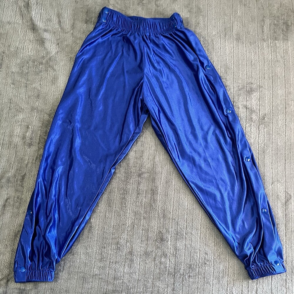 Alleson Youth Large Athletic Tearaway  Snaps Basketball Pants Royal Blue Shiny